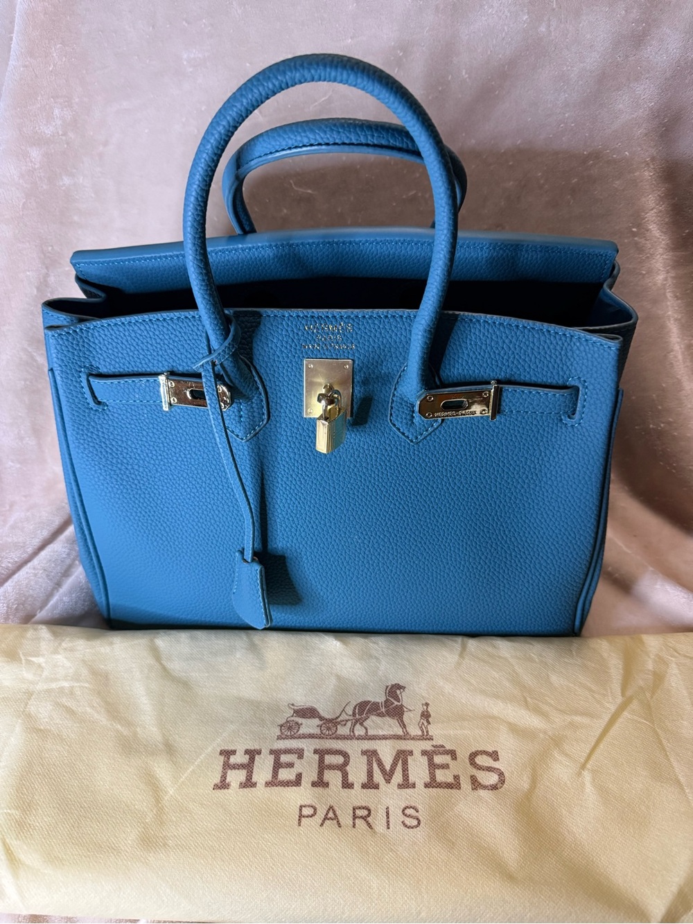 Faux Birkin Satchel with Gold-Tone Hardware - Picture 6 of 10